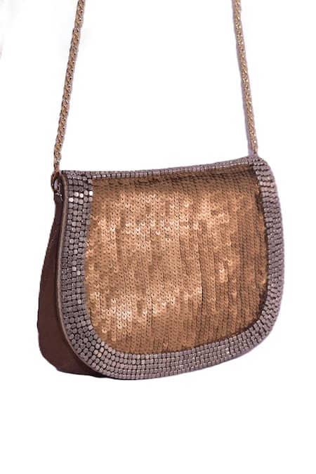 Jasbir Gill Metal Bead & Sequinned Foldover Clutch 