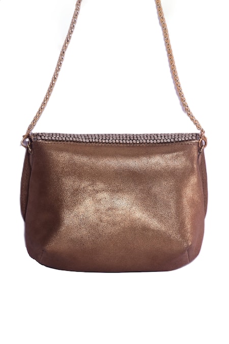 Jasbir Gill Metal Bead & Sequinned Foldover Clutch 