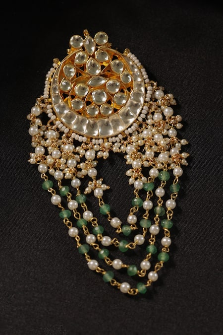 Buy_Paisley Pop_Mint Pearls Kundan Braid Pin _Online_at_Aza_Fashions
