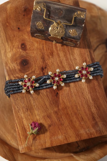 Paisley Pop Blue Kundan Necklace 