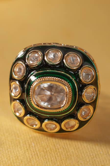 Paisley Pop Green Polki Ring 