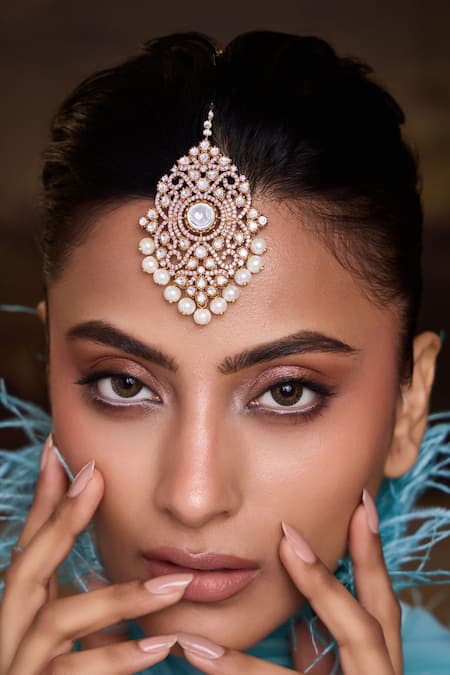 Paisley Pop Gold Plated Polki Maangtikka Online at Aza Fashions Paisley Pop_Gold Plated Polki Maangtikka _Online_at_Aza_Fashions