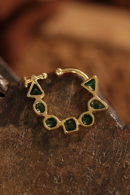 Paisley Pop_Green Polki Nosepin _Online_at_Aza_Fashions