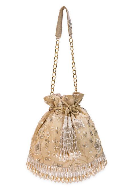 Buy 5elements Off White Embroidery, Beads Kiara Potli Online at Aza Fashions Buy_5elements_Off White Embroidery, Beads Kiara Potli _Online_at_Aza_Fashions