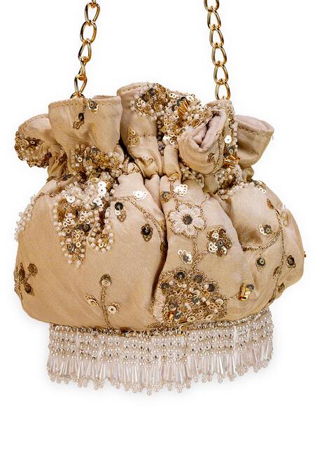 5elements Off White Embroidery, Beads Kashvi Potli at Aza Fashions 5elements_Off White Embroidery, Beads Kashvi Potli _at_Aza_Fashions