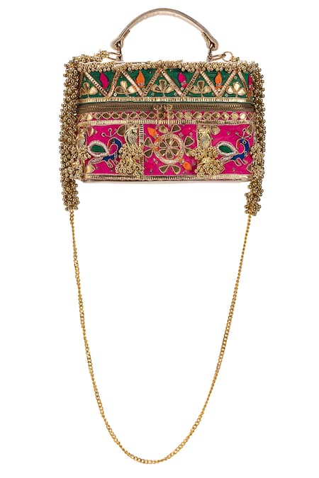 Buy 5elements Pink Embroidery Aira Clutch Online at Aza Fashions Buy_5elements_Pink Embroidery Aira Clutch _Online_at_Aza_Fashions