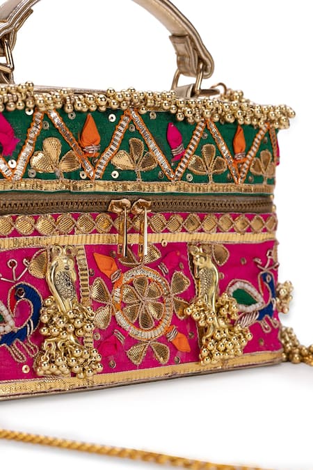 Buy 5elements Pink Embroidery Aira Clutch Buy_5elements_Pink Embroidery Aira Clutch