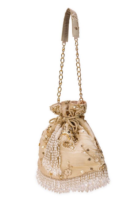 Shop 5elements Off White Embroidery, Sequins, Beads Arika Potli Online at Aza Fashions Shop_5elements_Off White Embroidery, Sequins, Beads Arika Potli _Online_at_Aza_Fashions