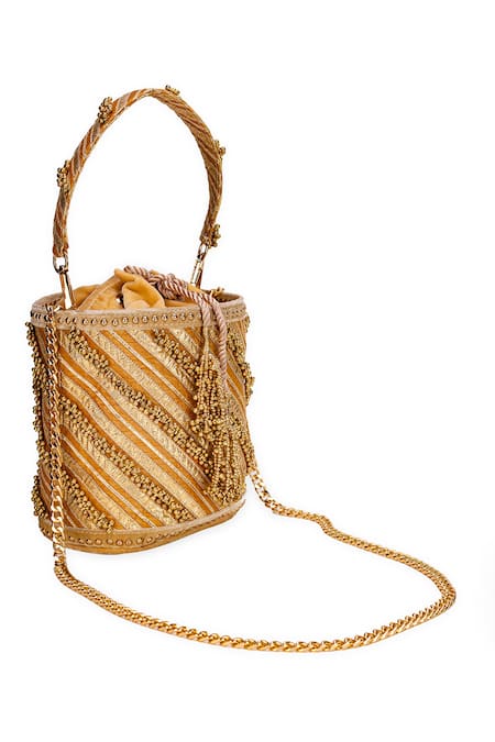 Buy 5elements Gold Beads, Embroidery Driti Potli Bag Online at Aza Fashions Buy_5elements_Gold Beads, Embroidery Driti Potli Bag _Online_at_Aza_Fashions