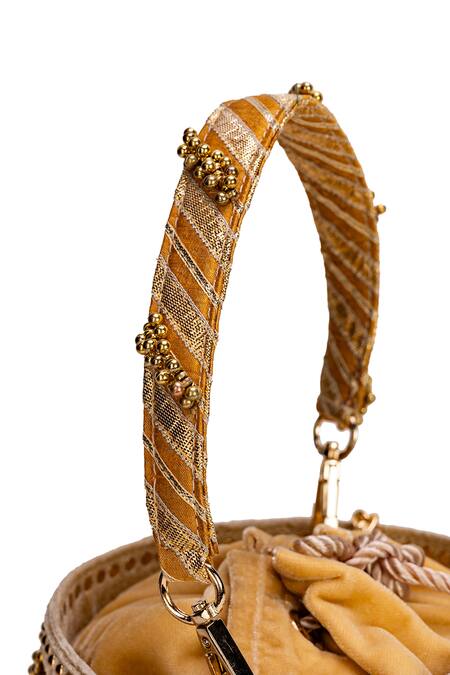 Shop 5elements Gold Beads, Embroidery Driti Potli Bag Online at Aza Fashions Shop_5elements_Gold Beads, Embroidery Driti Potli Bag _Online_at_Aza_Fashions