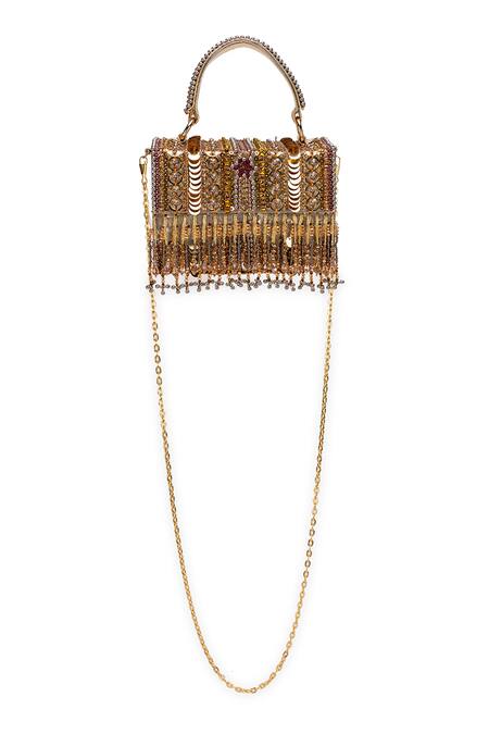 Buy 5elements Gold Sequins, Beads Aadvika Embroidered Clutch Online at Aza Fashions Buy_5elements_Gold Sequins, Beads Aadvika Embroidered Clutch _Online_at_Aza_Fashions