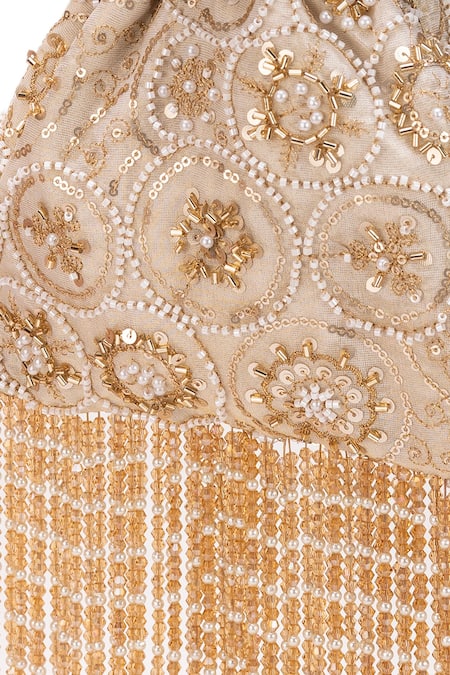 Buy 5elements Off White Embroidery, Pearls Mishita Potli Bag Buy_5elements_Off White Embroidery, Pearls Mishita Potli Bag