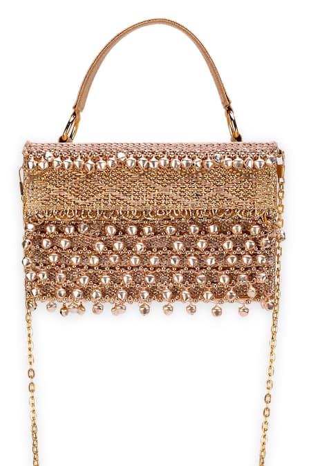 5elements Gold Beads Avika Embroidered Clutch at Aza Fashions 5elements_Gold Beads Avika Embroidered Clutch _at_Aza_Fashions