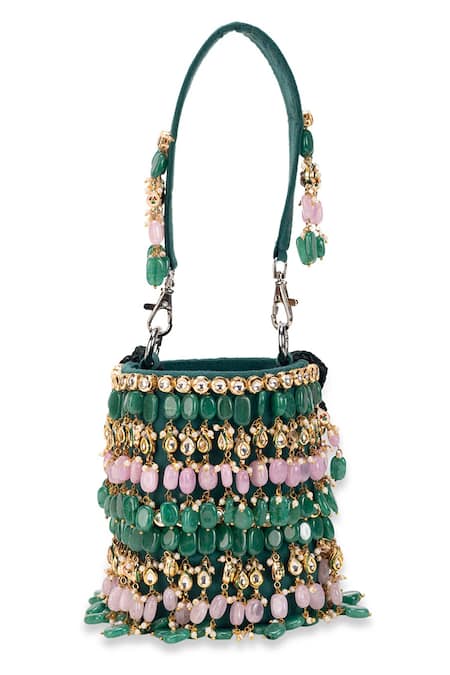 Buy_5elements_Green Beads Janvika Potli Bag _Online_at_Aza_Fashions