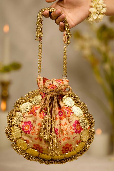 Shop_5elements_Gold Beads, Embroidery Avika Potli _Online_at_Aza_Fashions