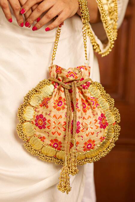 Buy_5elements_Gold Beads, Embroidery Avika Potli 