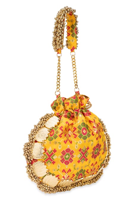 Buy_5elements_Mustard Beads, Tassels Avika Embroidered Potli _Online_at_Aza_Fashions