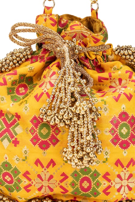 Shop_5elements_Mustard Beads, Tassels Avika Embroidered Potli 