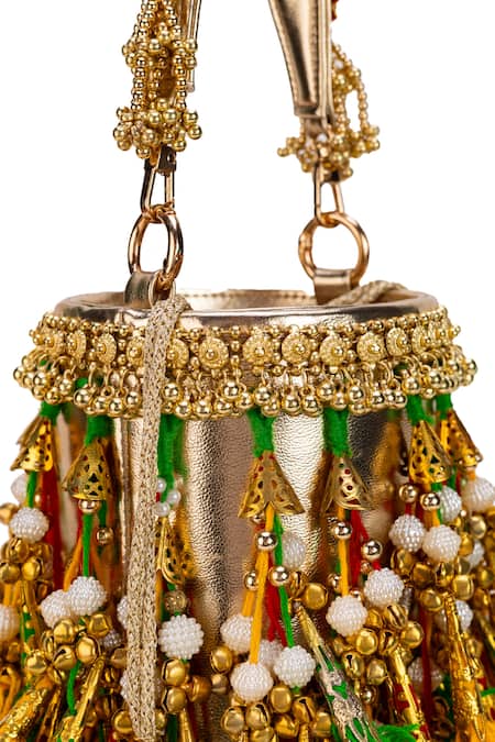 Buy_5elements_Gold Tassels, Beads Vanya Embroidered Potli Bag 