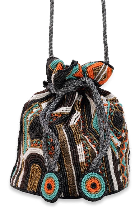 Buy_5elements_Black Beads Devanshi Potli Bag _Online_at_Aza_Fashions