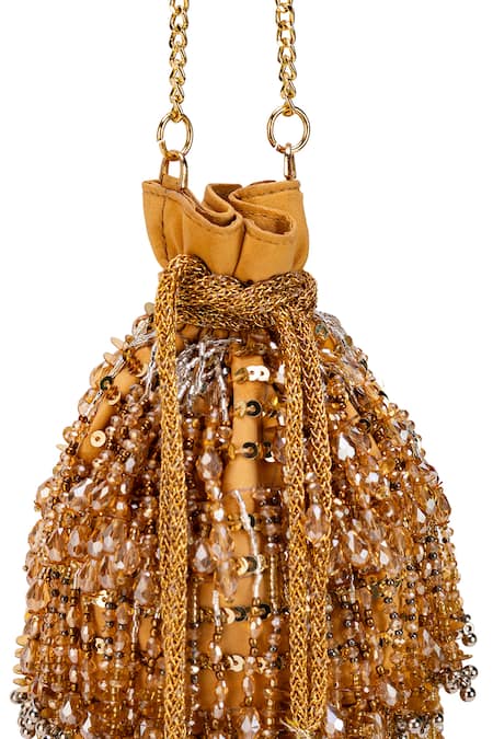 Buy_5elements_Gold Sequins, Beads Maanya Embroidered Potli 