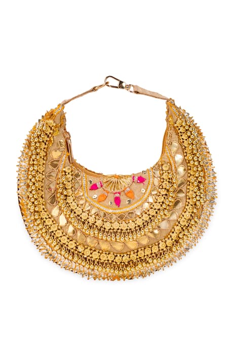 Buy_5elements_Gold Beads, Sequins Vamika Embroidered Bag _Online_at_Aza_Fashions