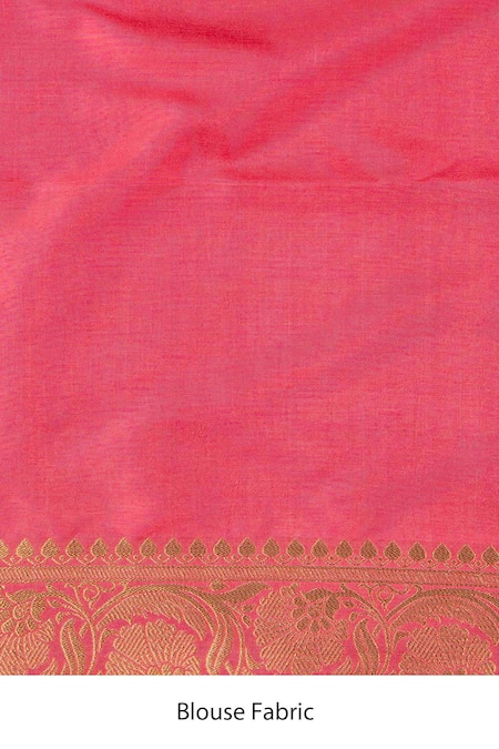 Zal From Benaras_Pink Silk Zari Pure Banarasi Handloom Saree With Unstitched Blouse Piece _at_Aza_Fashions