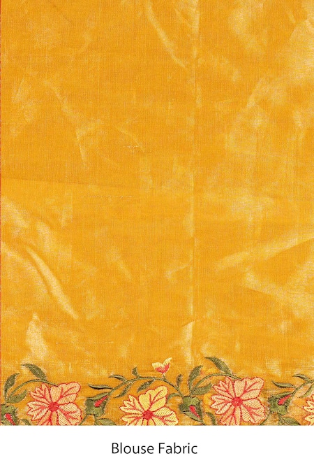 Shop_Zal From Benaras_Yellow Tissue, Pure Hand Banarasi Handloom Saree With Unstitched Blouse Piece _Online_at_Aza_Fashions