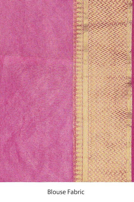 Zal From Benaras Pink Tissue, Silk Banarasi Handloom Saree With Unstitched Blouse Piece at Aza Fashions Zal From Benaras_Pink Tissue, Silk Banarasi Handloom Saree With Unstitched Blouse Piece _at_Aza_Fashions