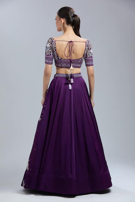 Swish By Dolcy And Simran Embroidered Purple Lehenga Set 