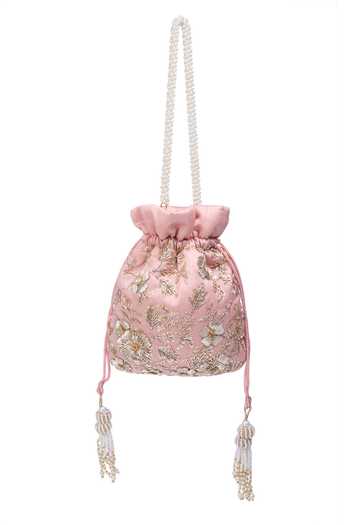 Buy Nazaakat By Samara Singh Pink Zari Pastel Hand Embroidered Potli Bag Online at Aza Fashions Buy_Nazaakat By Samara Singh_Pink Zari Pastel Hand Embroidered Potli Bag _Online_at_Aza_Fashions