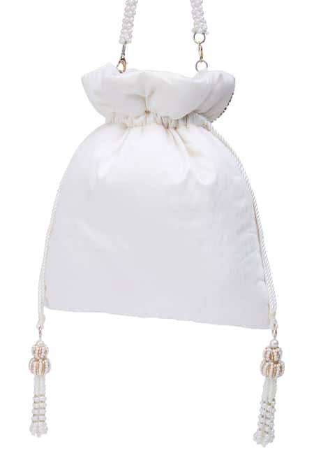 Nazaakat By Samara Singh Off White Hand Embroidered Potli Bag 