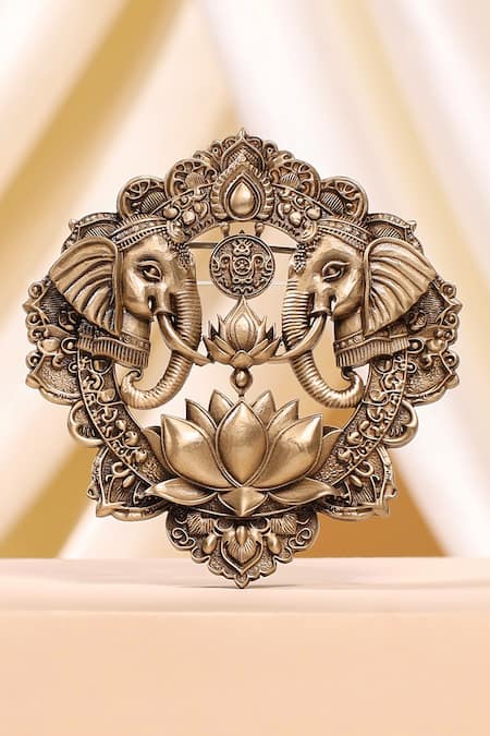 Buy_Cosa Nostraa_Gold Echoes Of Gajraaj Gift Ensemble _Online_at_Aza_Fashions