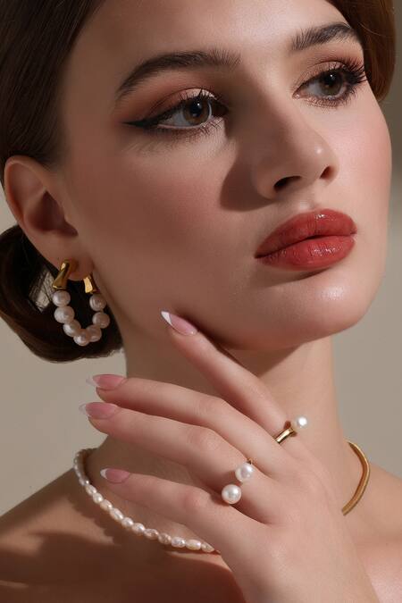 Buy Dusala Gold Plated Pearls Whisper Ring Online at Aza Fashions Buy_Dusala_Gold Plated Pearls Whisper Ring _Online_at_Aza_Fashions