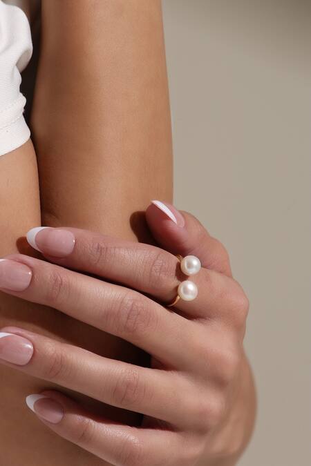 Shop Dusala Gold Plated Pearls Whisper Ring Online at Aza Fashions Shop_Dusala_Gold Plated Pearls Whisper Ring _Online_at_Aza_Fashions