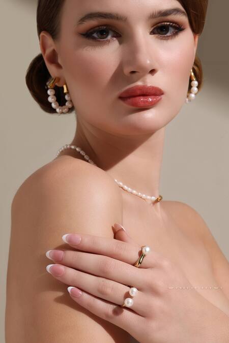 Buy Dusala Gold Plated Pearls Whisper Ring Buy_Dusala_Gold Plated Pearls Whisper Ring