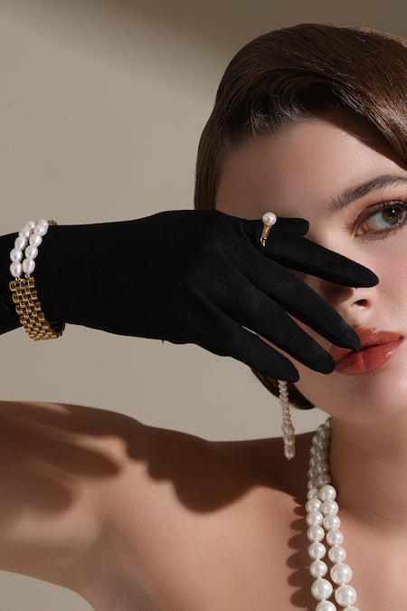 Buy_Dusala_Gold Plated Pearls Cuban Luxe Bracelet 