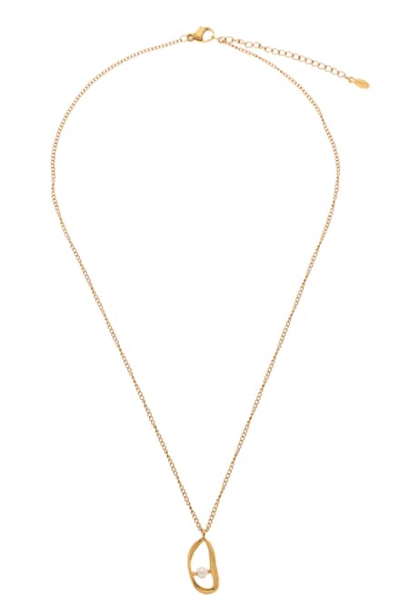 Shop Dusala Gold Plated Pendant Bliss Necklace at Aza Fashions Shop_Dusala_Gold Plated Pendant Bliss Necklace _at_Aza_Fashions
