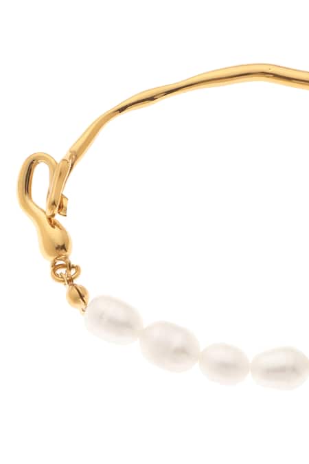 Buy_Dusala_Gold Plated Pearls Timeless Bracelet _Online_at_Aza_Fashions