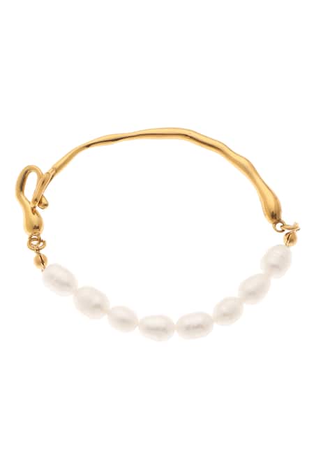 Shop_Dusala_Gold Plated Pearls Timeless Bracelet _at_Aza_Fashions