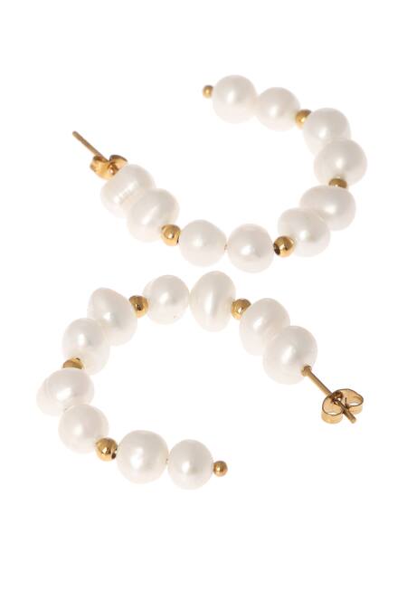 Dusala Gold Plated Pearls Irregular Beauty Earrings Online at Aza Fashions Dusala_Gold Plated Pearls Irregular Beauty Earrings _Online_at_Aza_Fashions