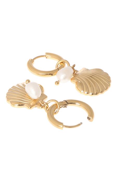 Dusala_Gold Plated Pearls Ocean Vibe Earrings _Online_at_Aza_Fashions