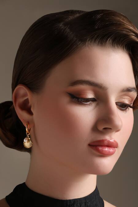 Buy_Dusala_Gold Plated Pearls Ocean Vibe Earrings _Online_at_Aza_Fashions