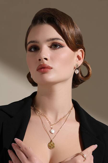 Shop_Dusala_Gold Plated Charm Necklace _Online_at_Aza_Fashions