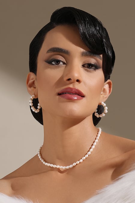 Buy_Dusala_Gold Plated Clavicale Pearl Grace Necklace 