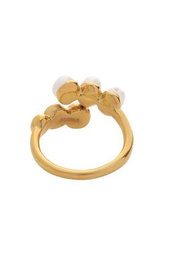 Dusala_Gold Plated Pearls Trendy Ring _Online_at_Aza_Fashions