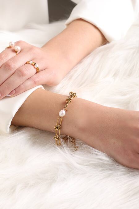 Dusala_Gold Plated Pearls Versatile Bracelet _at_Aza_Fashions