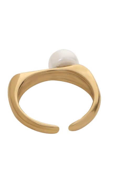 Dusala_Gold Plated Pearls The Boho Ring _Online_at_Aza_Fashions