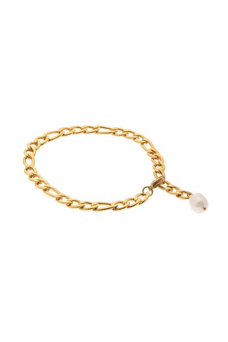 Dusala Gold Plated Imitation Gemstones Pearl Anklet Online at Aza Fashions Dusala_Gold Plated Imitation Gemstones Pearl Anklet _Online_at_Aza_Fashions