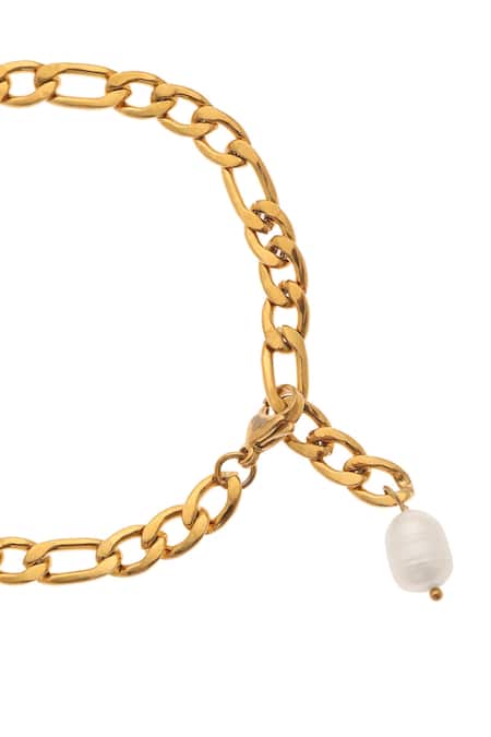 Shop Dusala Gold Plated Imitation Gemstones Pearl Anklet Online at Aza Fashions Shop_Dusala_Gold Plated Imitation Gemstones Pearl Anklet _Online_at_Aza_Fashions